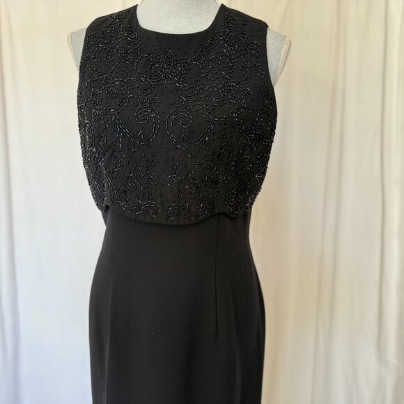 MariAnna Vintage Black Beaded Long Formal Bodice sleeveless Evening Dress Size 8 - Picture 5 of 10